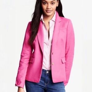 Banana Republic Bubblegum Pink Gold Button Structured Blazer Size 2